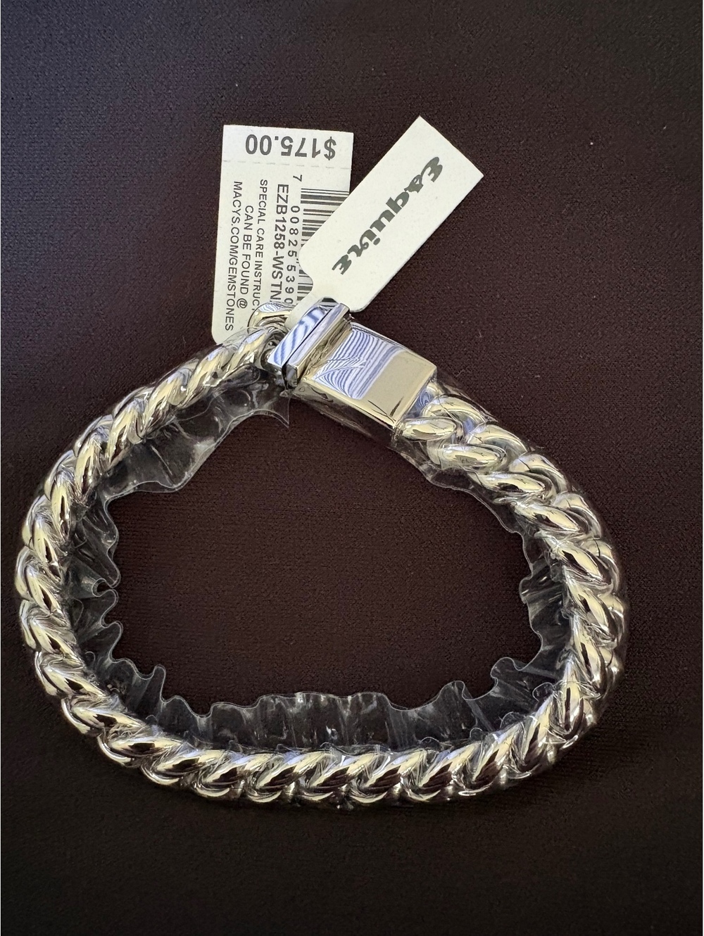 Esquire Men’s Stainless Steel Cuban Curb Link Bracelet 8.5” NWT $175